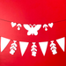 Birds, Hearts, & Words - A Banner! class sample with shapes on red background