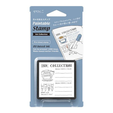Midori Stamp Pad- Ink Collection- image shows paintable Stamp Ink Collection packaging with ink pad on a white background