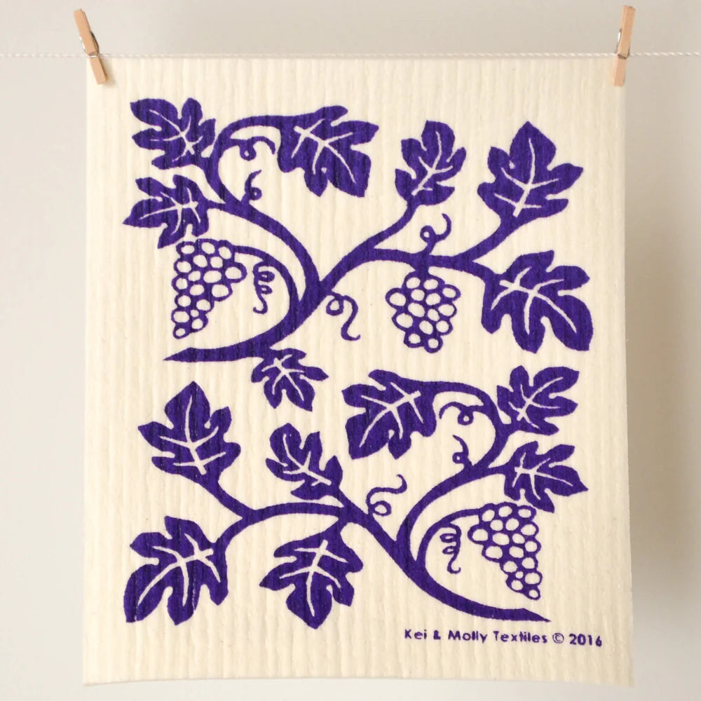 Kei & Molly European Sponge Cloth- Grape Vines- Purple