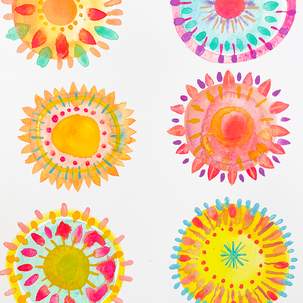 Watercolor Medallions- 6 watercolor patterns