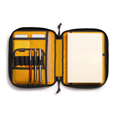Lochby Daily Folio- A5 Size shown open with various optional accessories and notebooks (not included)