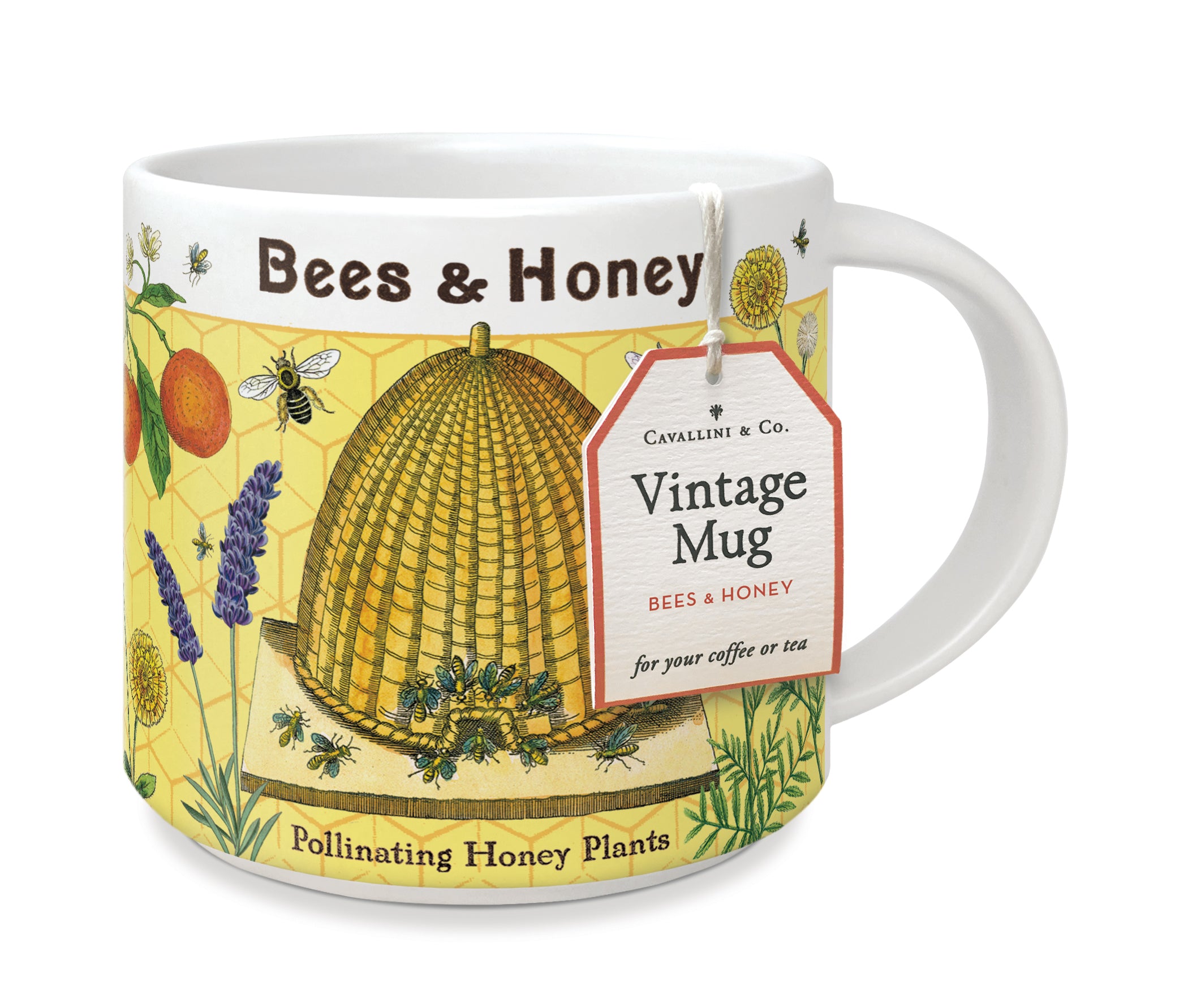 Cavallini & Co. Bees & Honey Ceramic Mug with tag