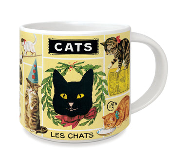 Cavallini & Co. Vintage Cats Ceramic Mug- closeup