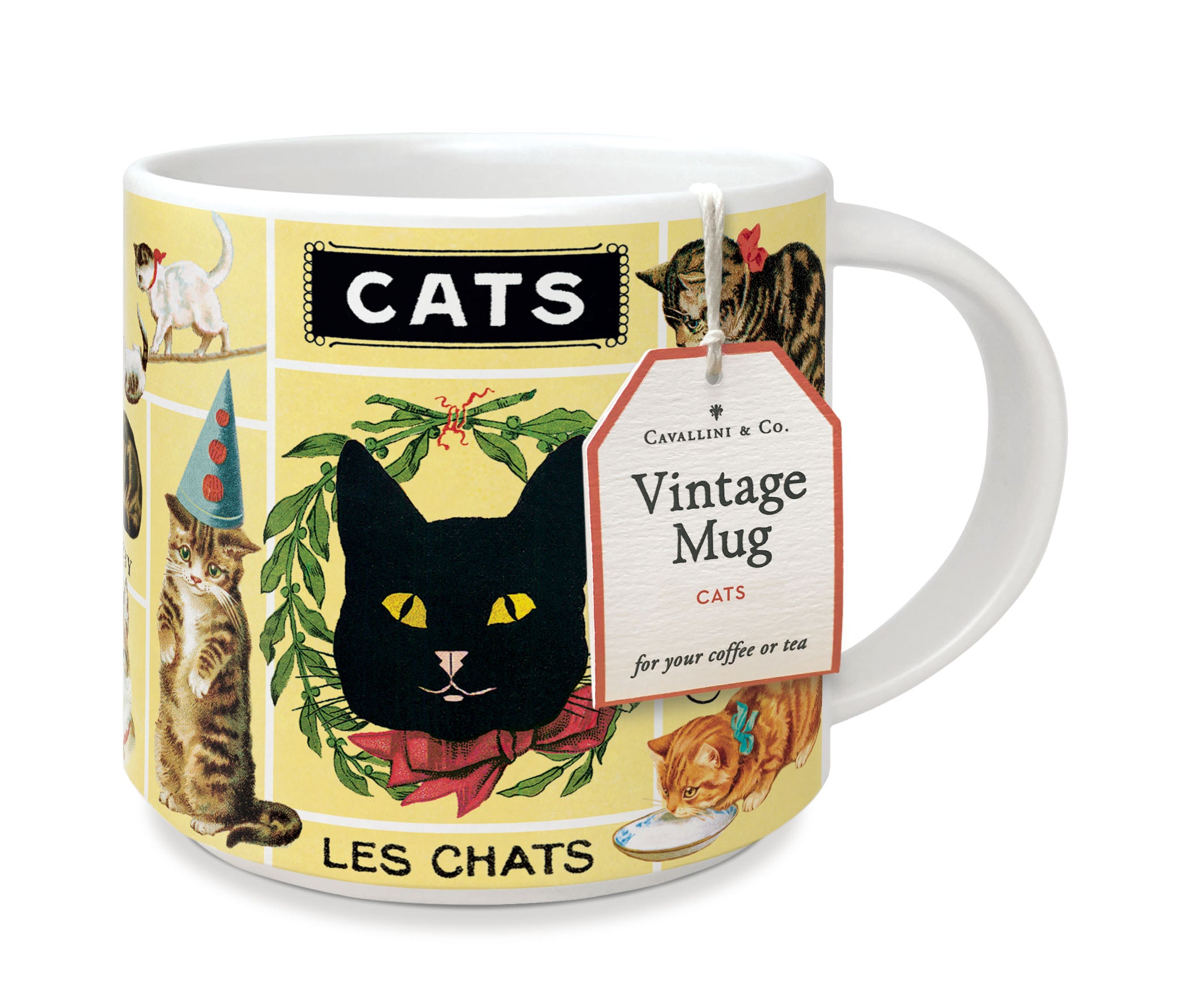 Cavallini & Co. Vintage Cats Ceramic Mug with tag