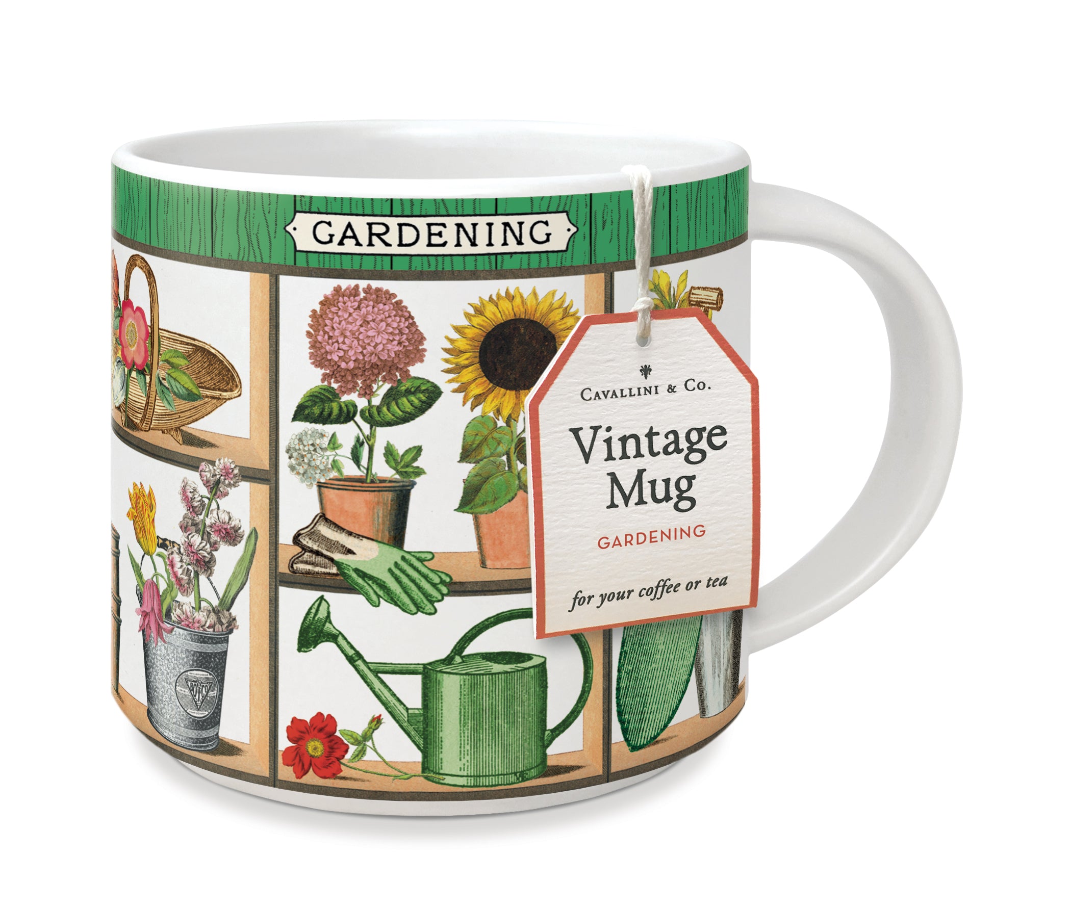 Cavallini & Co. Gardening Ceramic Mug with tag