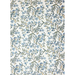 Floral and bird patterned paper with blue flowers and green leaves on a white background- full sheet