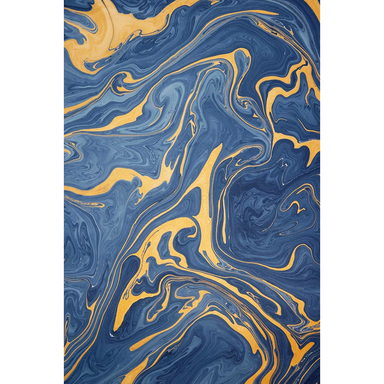 Handmade marbled paper "free spirit" shades of dark blue with gold- full sheet