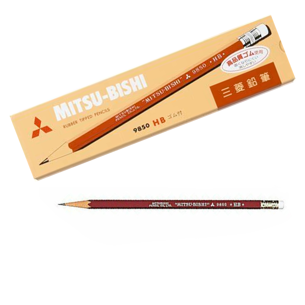 Mitsubishi 9850 HB Pencils- box of 12 and single pencil