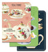 Cavallini & Co. Tea Time Mini Notebook Set- Set of three mini notebooks with tea-themed designs on a white background