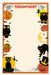 Cavallini & Co. Vintage Halloween Notepad with Halloween-themed border with pumpkins, cats, and an owl on a light background.