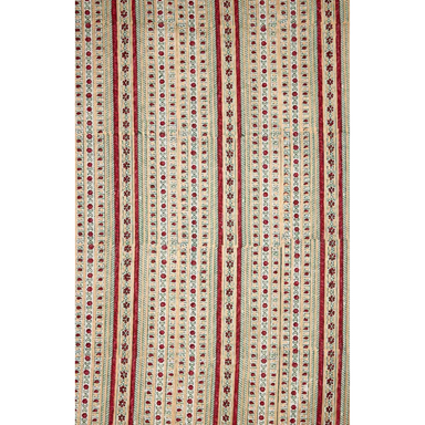 Striped paper with red, green and gold patterns