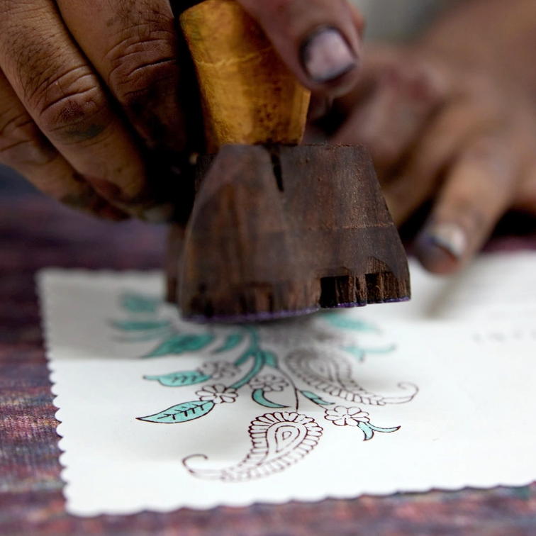 Hand stamping pattern work in progress color number 2- coloring the leaves