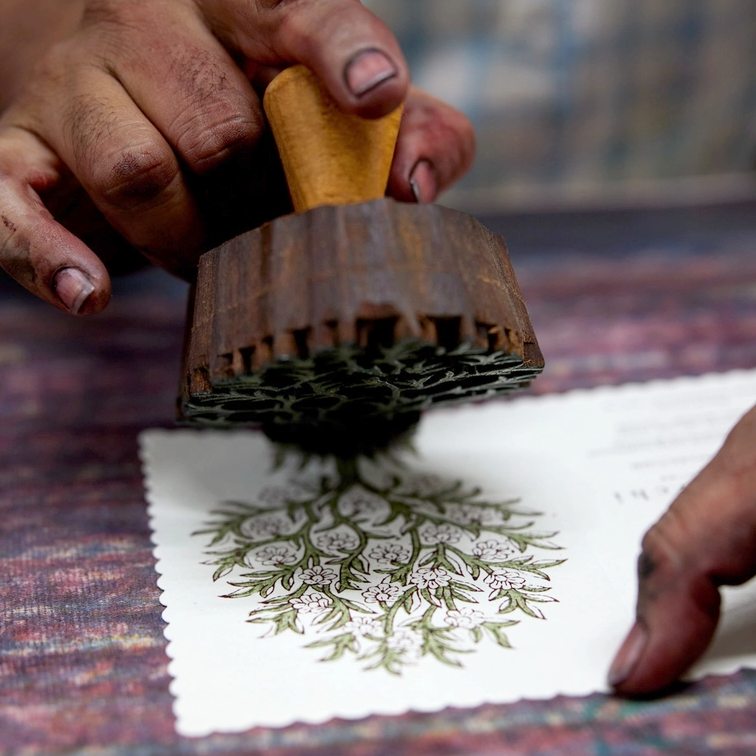 Hand stamping pattern work in progress color number 2- coloring the leaves