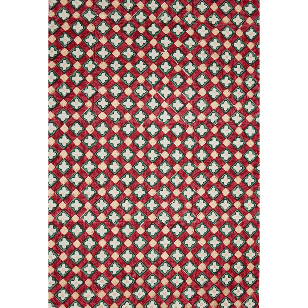 Patterned paper with red, green and gold geometric design