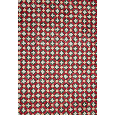 Patterned paper with red, green and gold geometric design