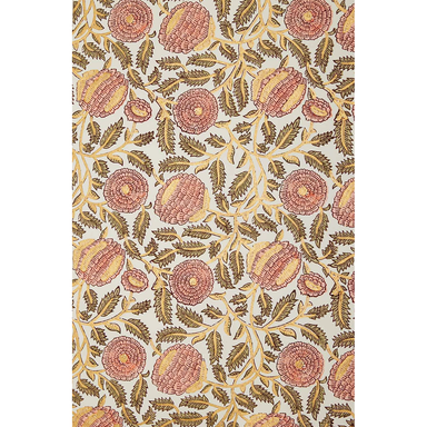 Floral pattern with pink flowers with green and gold leaves