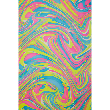 Handmade Indian Cotton Paper- Marbled Waves- Neon colors- full sheet