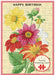 Cavallini & Co. Happy Birthday Language of Flowers Puzzle Greeting Card- Floral puzzle greeting card with colorful flowers and 'Happy Birthday' text.