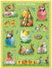 Cavallini & Co. Easter 240 Piece Mini Puzzle- image of finished puzzle with cartoon bunnies, chicks, and Easter eggs on a green background.