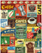Cavallini & Co. Coffee 1000 Piece Puzzle- a Collage of vintage coffee advertisements with different fonts and styles.