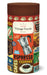 Coffee-themed vintage puzzle packaging with coffee-related graphics on a white background