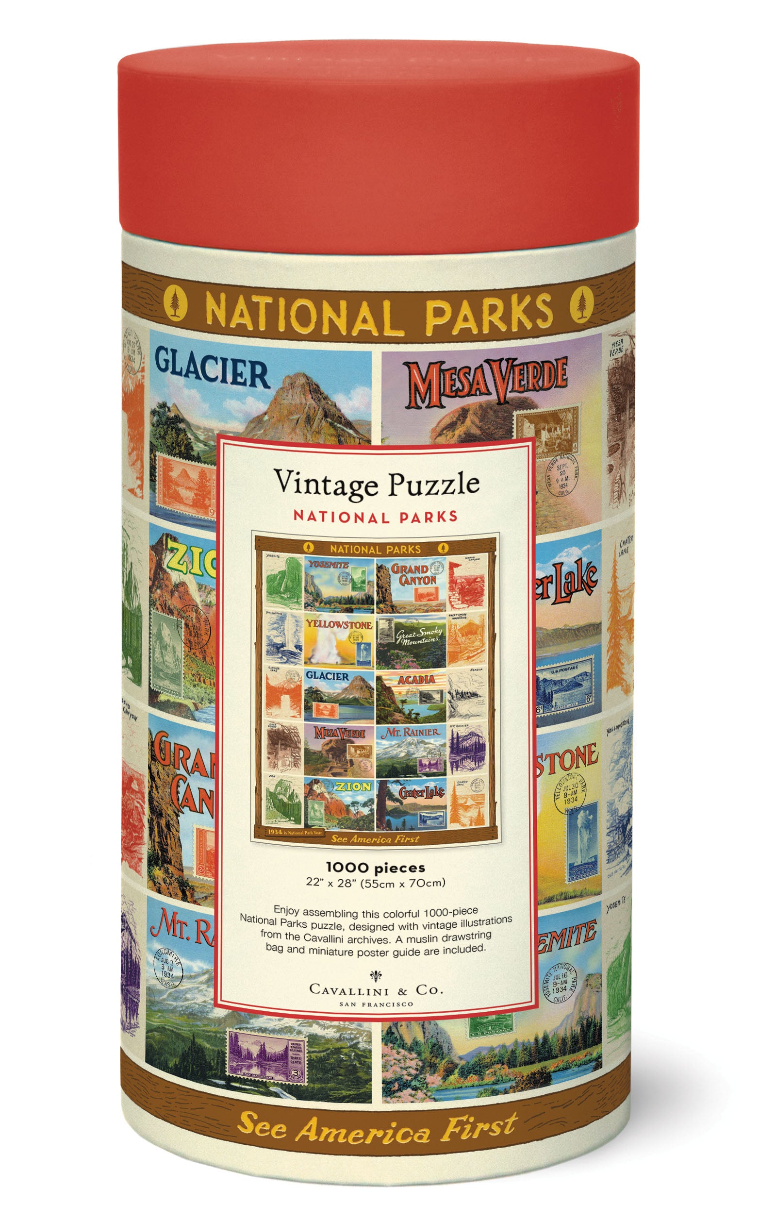 Cavallini & Co. National Parks Collage 1000 Piece Puzzle package