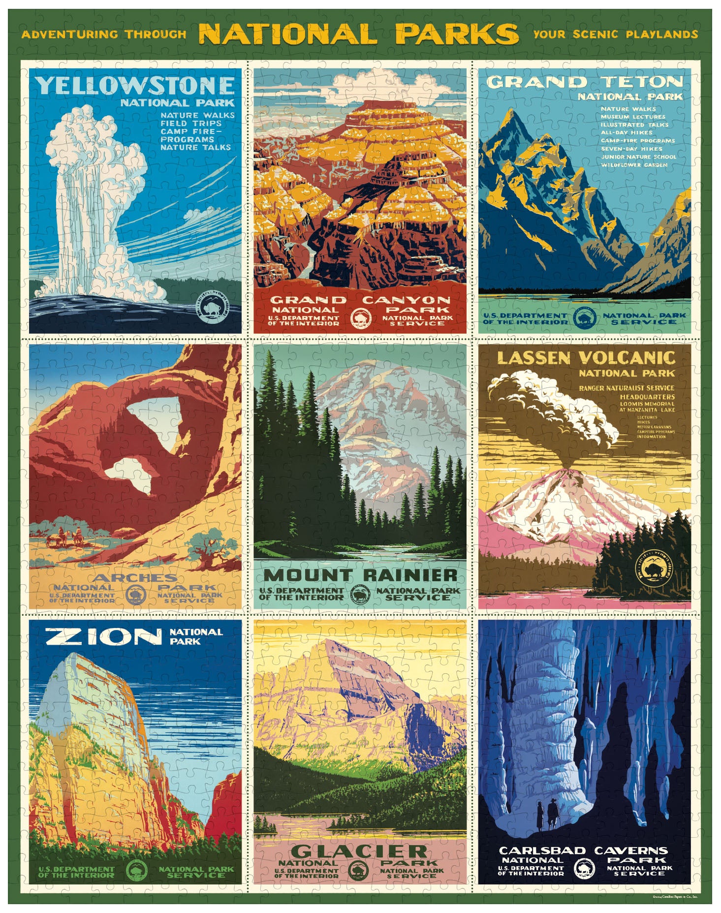 Cavallini & Co. National Parks Posters 1000 Piece Puzzle finished puzzle image