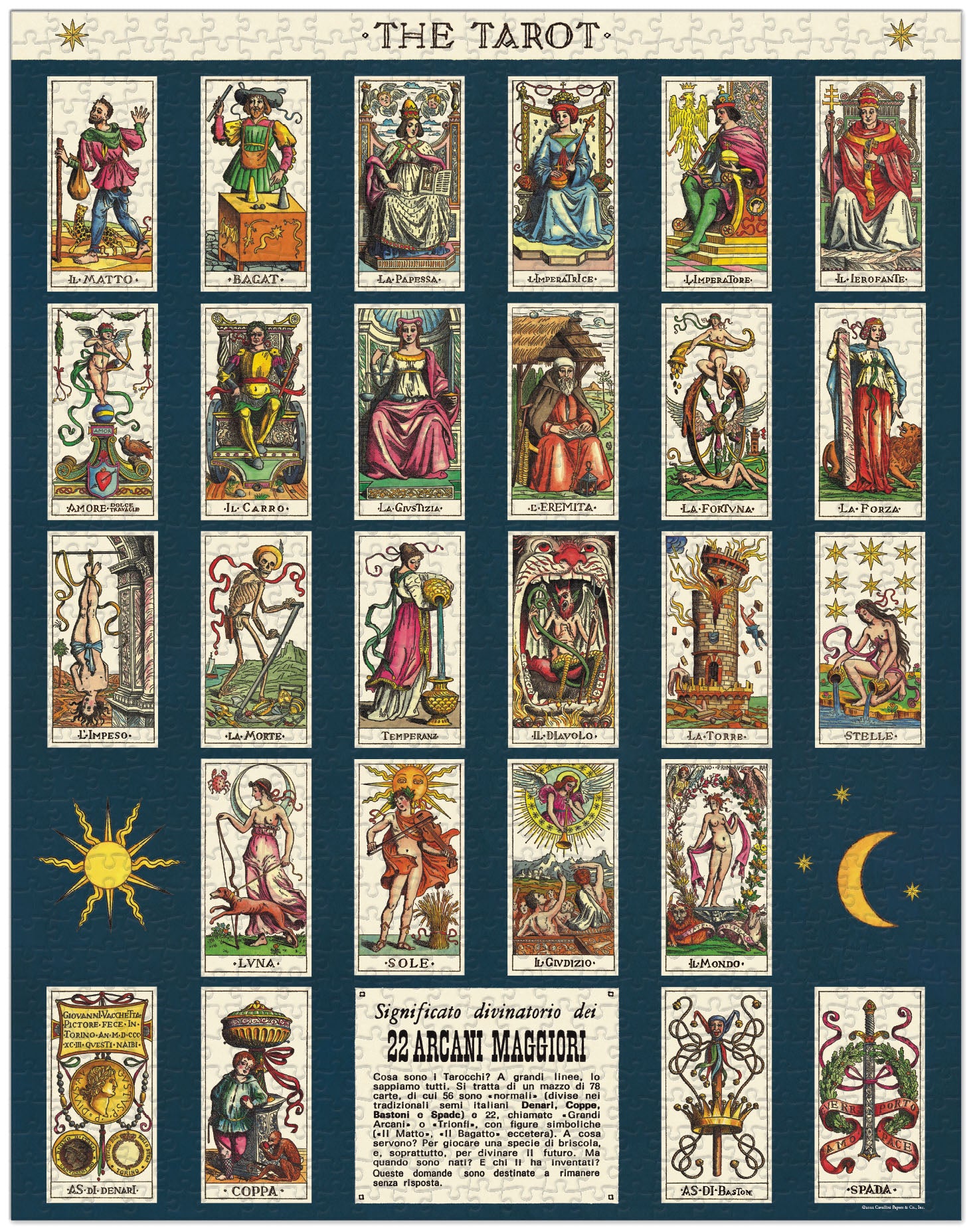 A collages of all the cards of the tarot deck, in vibrant colors and wonderful detail.