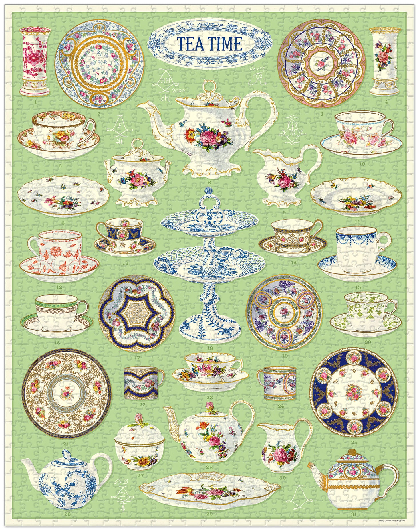 Image showing finished Cavallini & Co. Tea Time 1000 Piece Puzzle