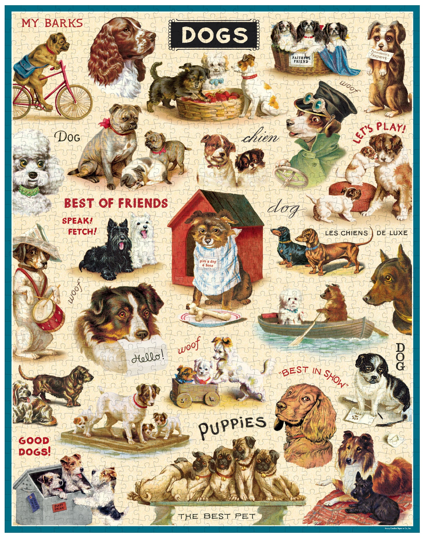 Cavallini & Co. Vintage Dogs Collage 1000 Piece Puzzle finished puzzle image