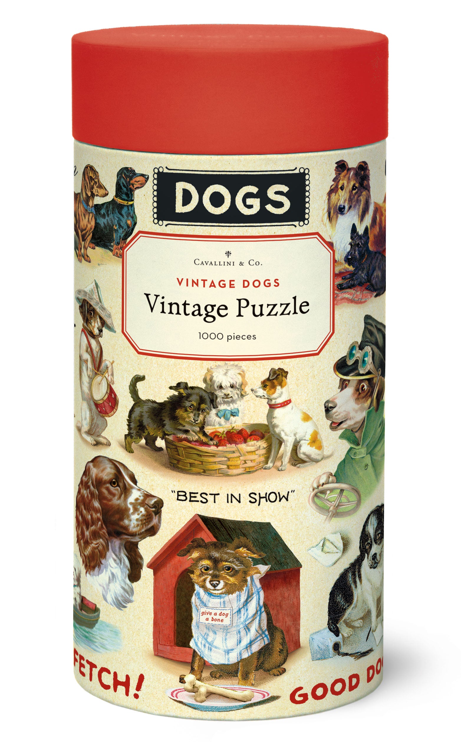 Cavallini & Co. Vintage Dogs Collage 1000 Piece Puzzle image of package front