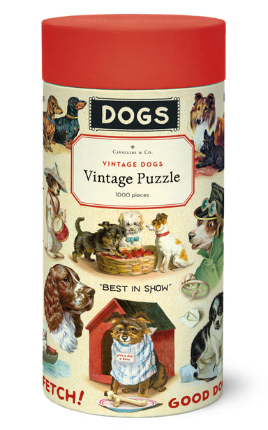 Cavallini & Co. Vintage Dogs Collage 1000 Piece Puzzle image of package front