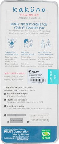 Pilot Kakuno Fountain Pen- New Style with Transparent Body and Cap package back 