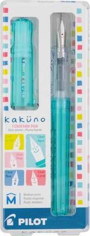 Pilot Kakuno Fountain Pen- New Style with Transparent Body and Cap- aqua pen with medium nib