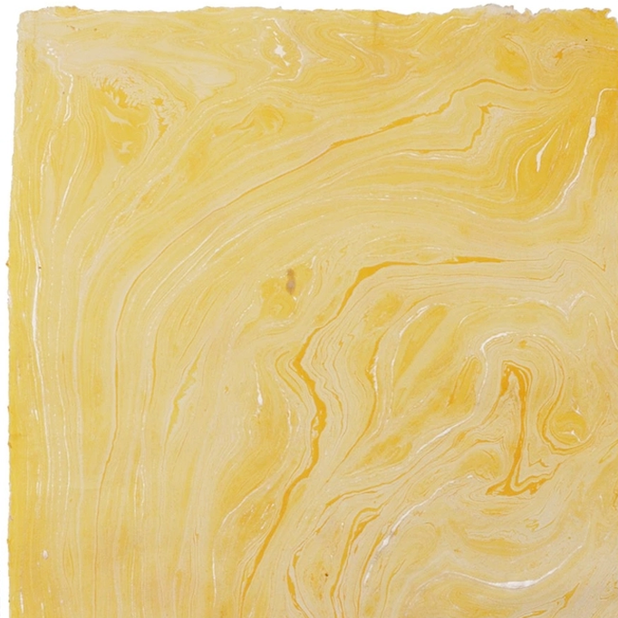 Marbled Paper- Yellow with Gold with deckled edge