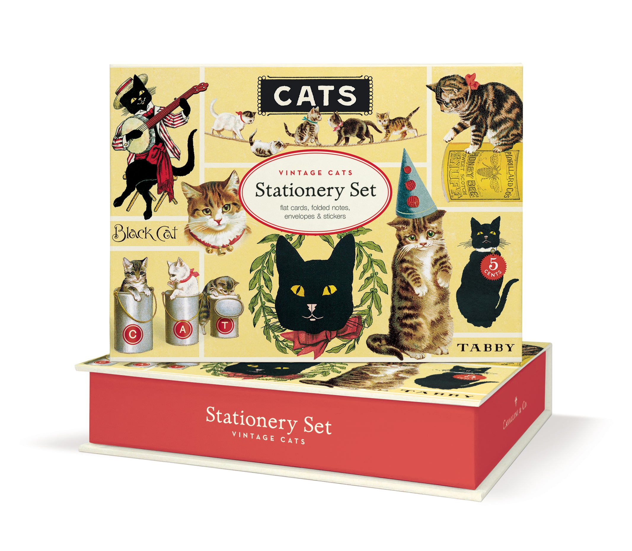 Cavallini & Co. Vintage Cats Stationery Set image showing box