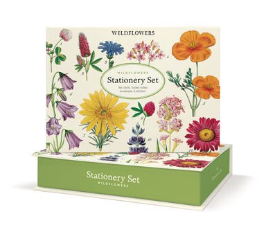Cavallini & Co. Wildflowers Stationery Set- Stationery set packaging with illustrations of wildflowers on a white background
