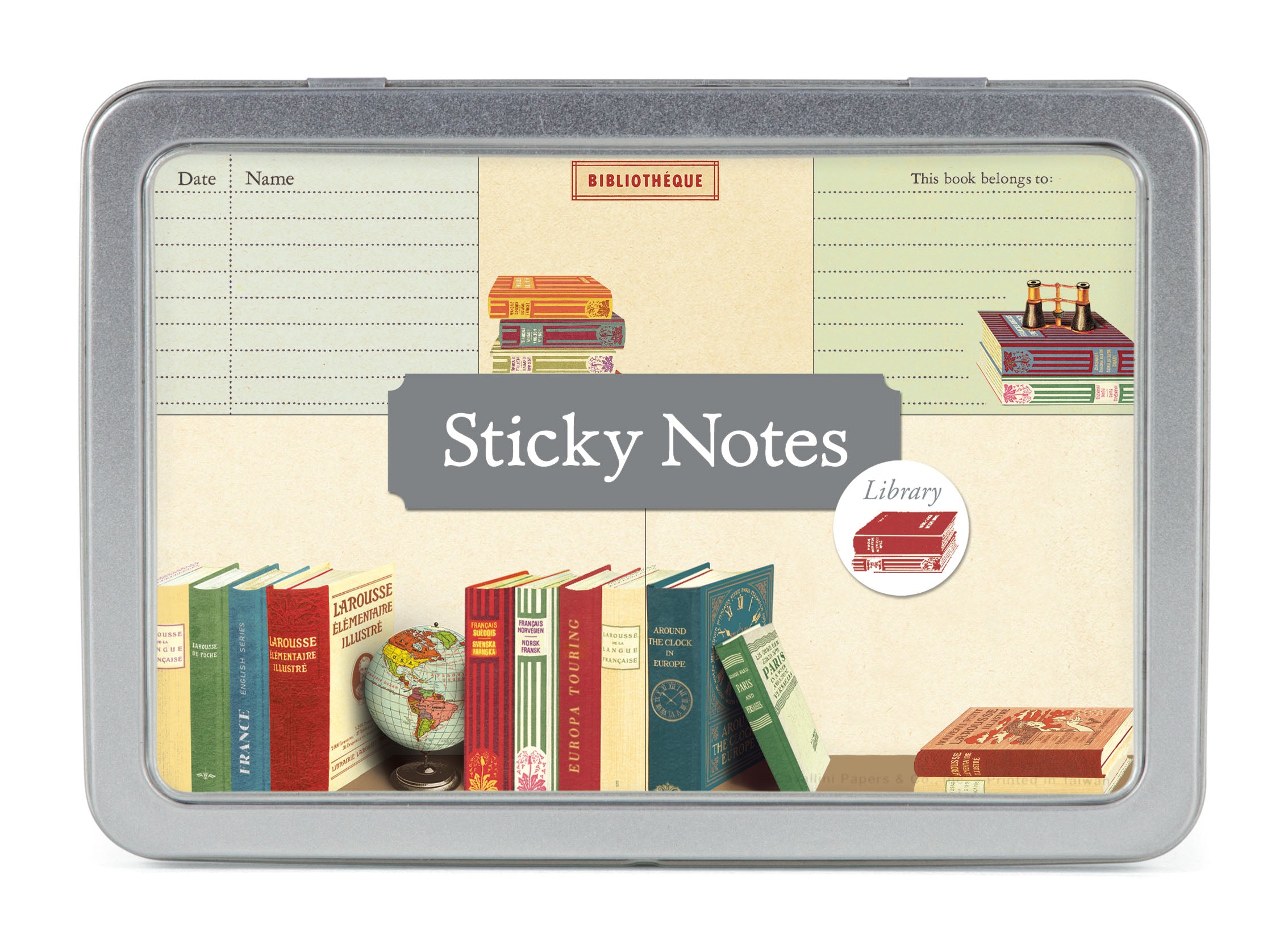 Cavallini & Co. Sticky Notes Tin- Library Books