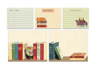 Cavallini & Co. Sticky Notes Tin- Library Books set of fiver different designs.