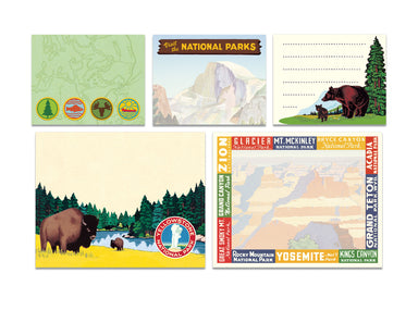 Cavallini & Co. Sticky Notes Tin- National Parks- showing all notes in set