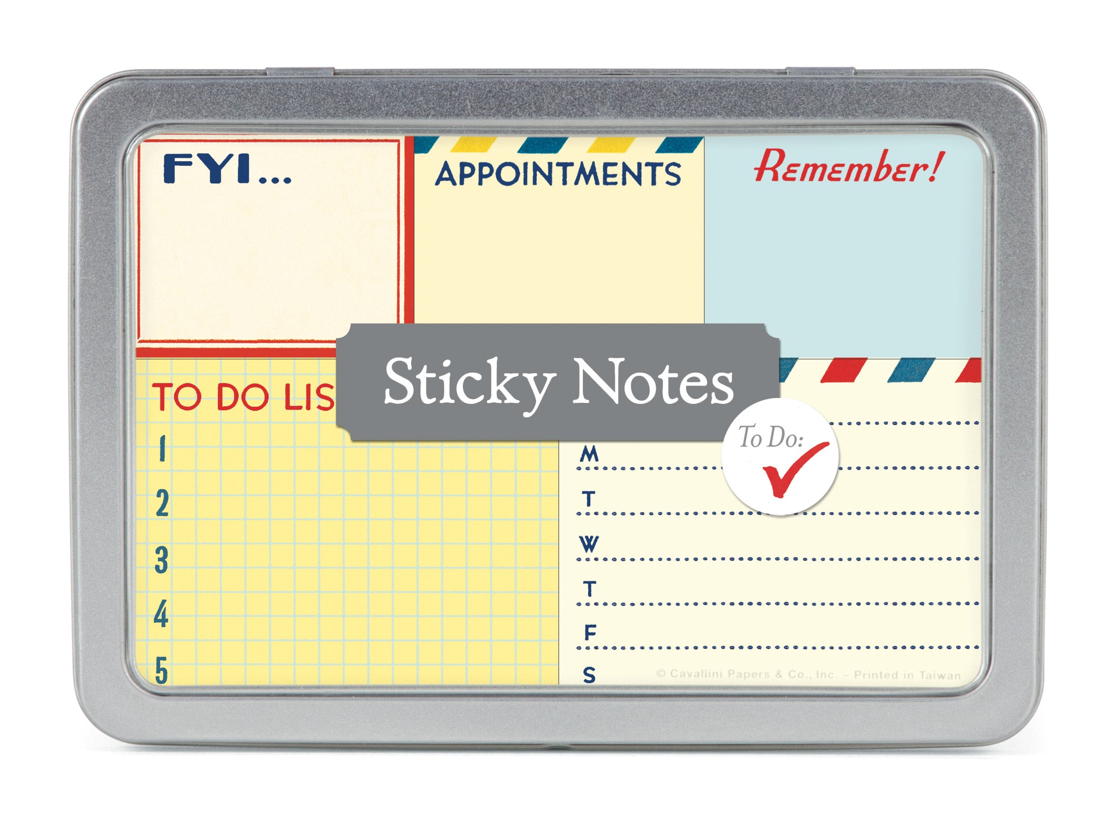 Cavallini & Co. Sticky Notes Tin- To Do Notes
