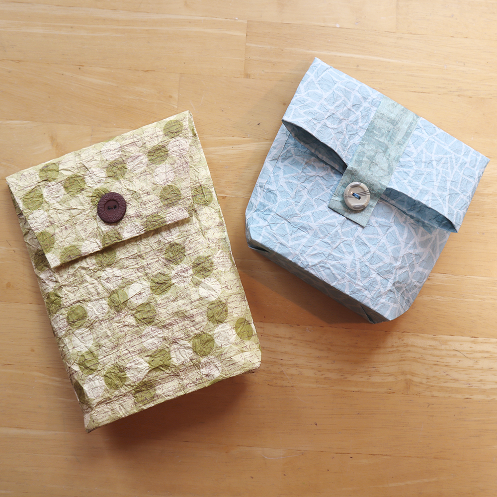 Paper Vessels - Momigami  class samples- two bags with button closures