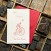 Valentines! DIY Letterpress class sample of vintage type and bicycle  "Happy Valentine's Day Love, My Vegan Bicycle" with red envelope and ornament tray