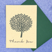 Using Polymer Plates – Letterpress Workshop sample "Thank You" with tree image and green envelope