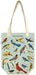 Cavallini & Co. Birdwatching Cotton Tote Bag- Tote bag with illustrations of various birds and the text 'Bird Watching' on a light blue background.