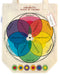 New Chromatic Scale of Colors Cotton Tote Bag features a color wheel with overlapping and complementary color charts- closeup image with hang tag.