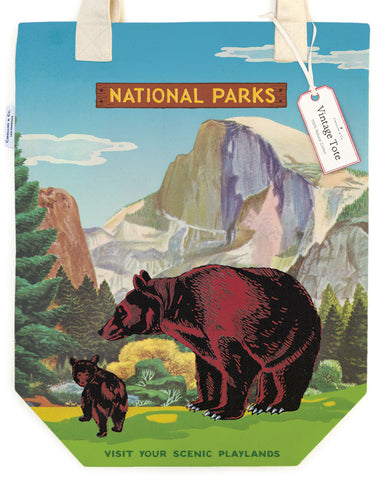 Cavallini & Co. National Parks Bear Cotton Tote Bag
