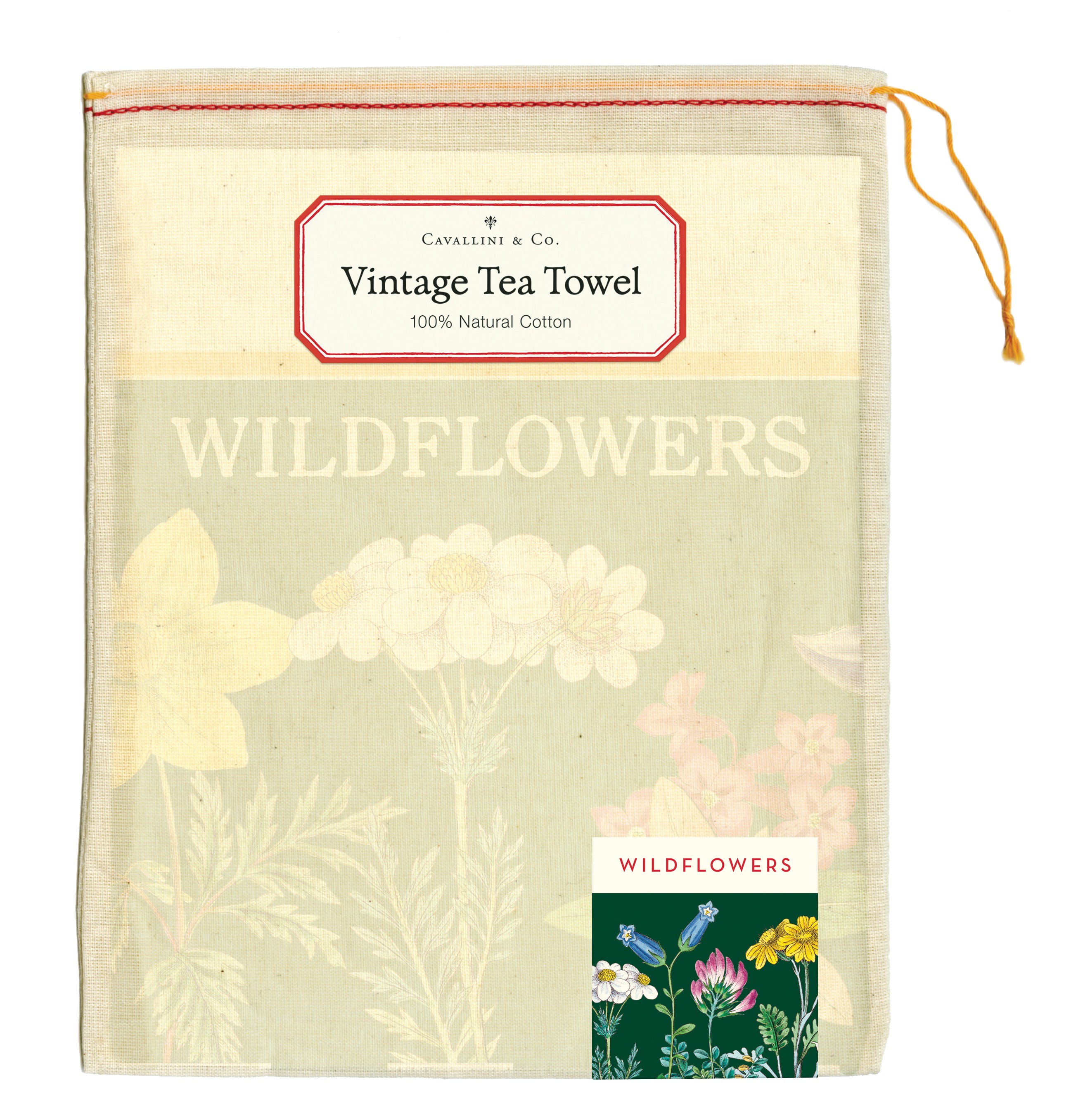 Cavallini & Co. Wildflowers Cotton Tea Towel front of package