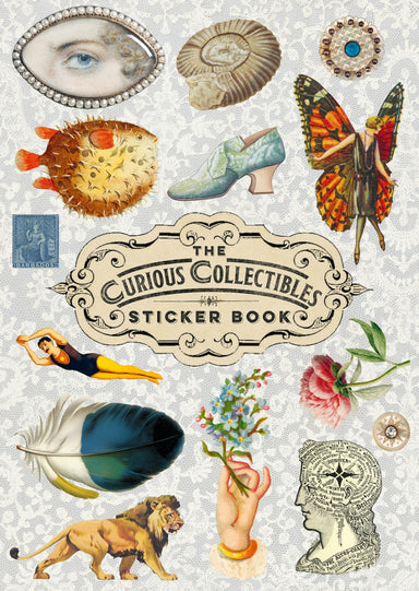 The Curious Collections Sticker Book- image shows front cover with examples from stickers included.