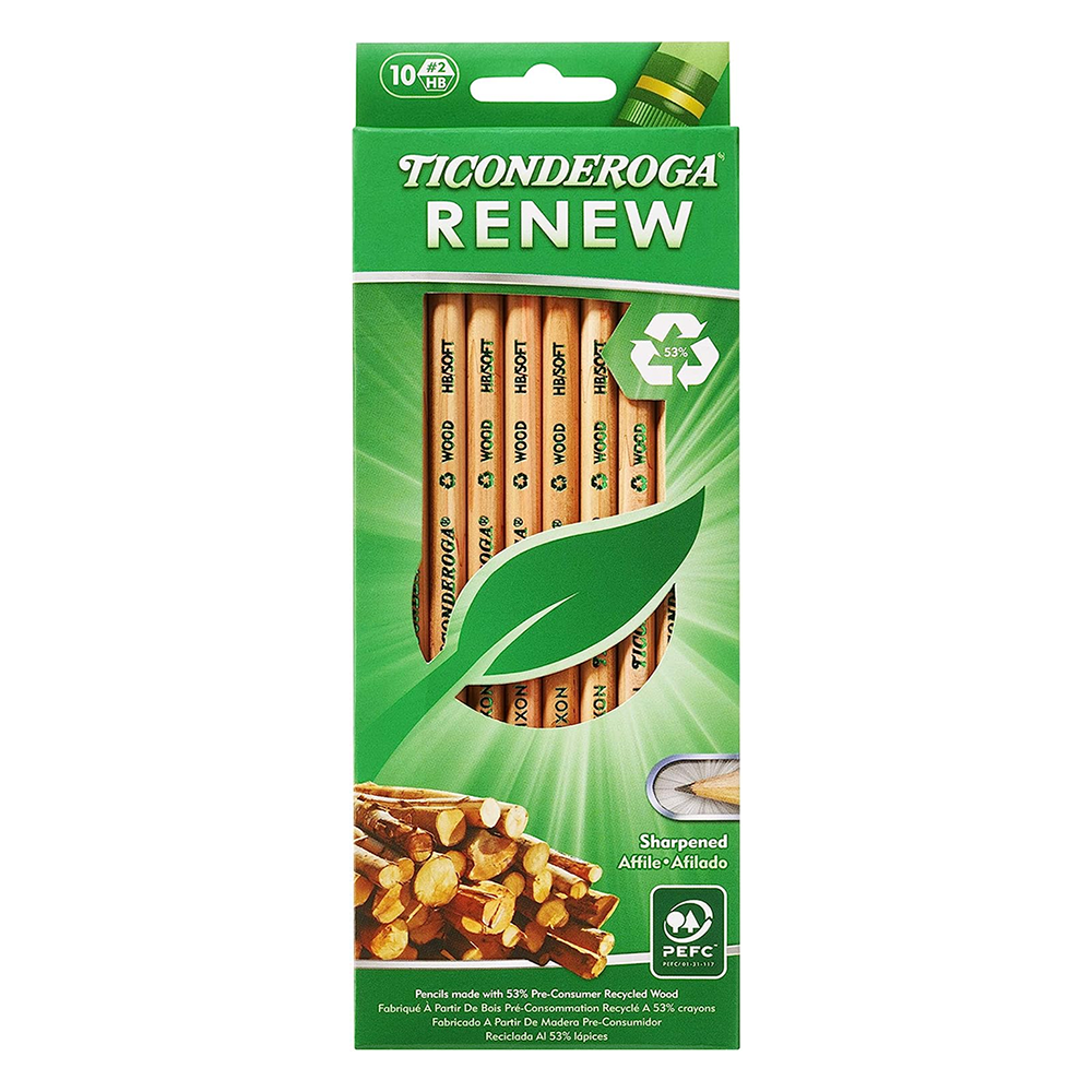 Ticonderoga Renew Recycled #2/HB Graphite Pencils- box of 12 front side